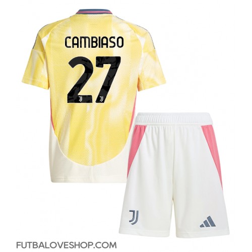 Dres Juventus Andrea Cambiaso #27 Preč pre deti 2024-25 Krátky Rukáv (+ trenírky)